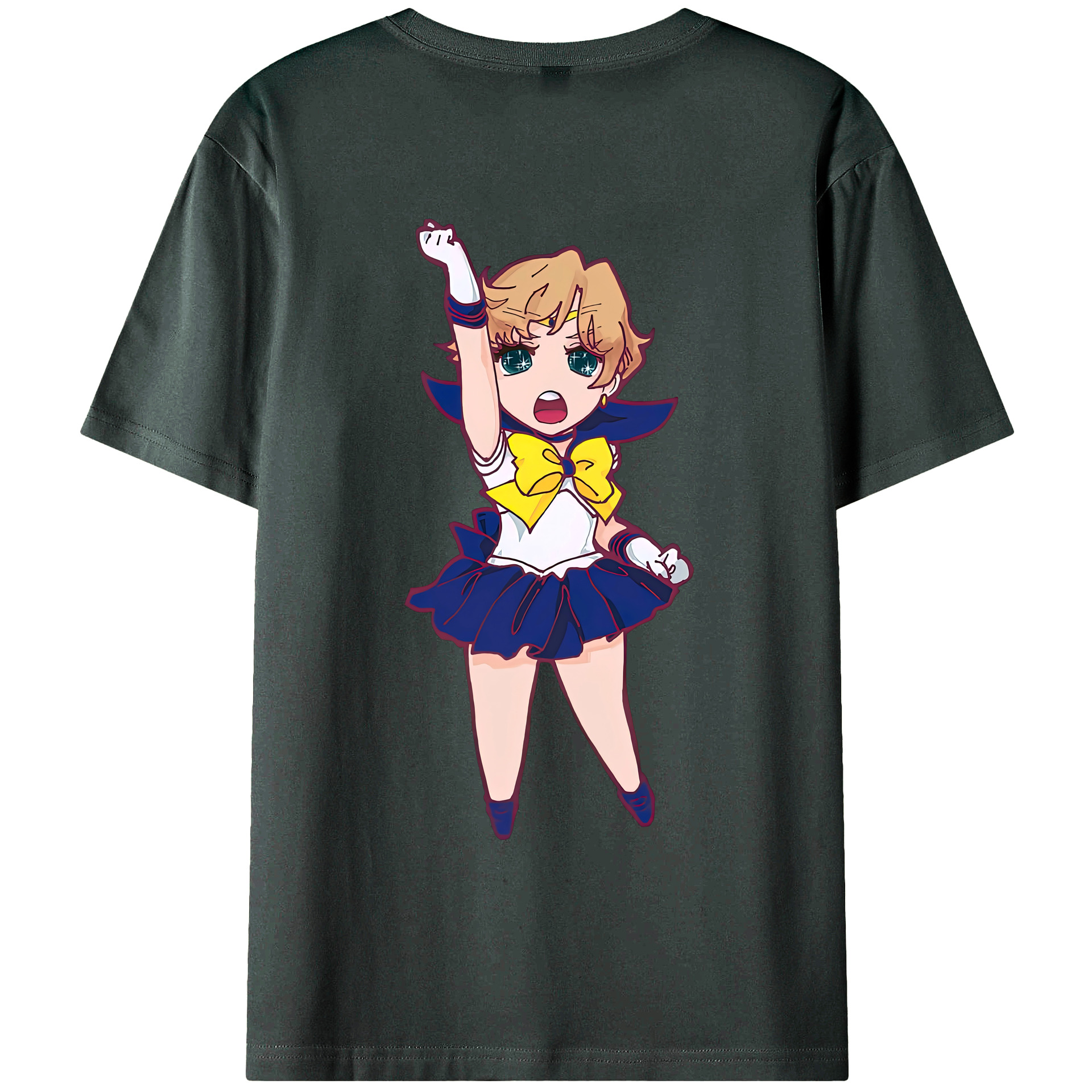 （画像用） 美少女戦士セーラームーン 天王はるか Sailor Moon Tenoh Haruka 綿100％ メンズ半袖Tシャツ（バックプリント） 通気性